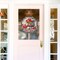 Welcome Spring Geranium Flower Sign for Front Door Decor, Floral Buffalo Plaid Chair Wood Door Hanger for Outdoor Outside Porch, Summer Farmhouse Wooden Wreath Indoor Wall Hanging Decoration
